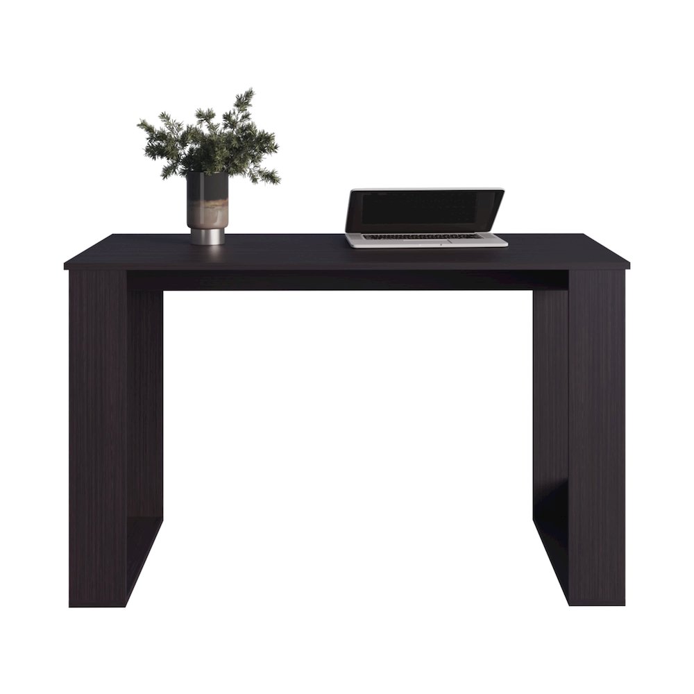 Melb Writing Desk with Ample Workstation and Sturdy Legs, Black Wengue. Picture 6