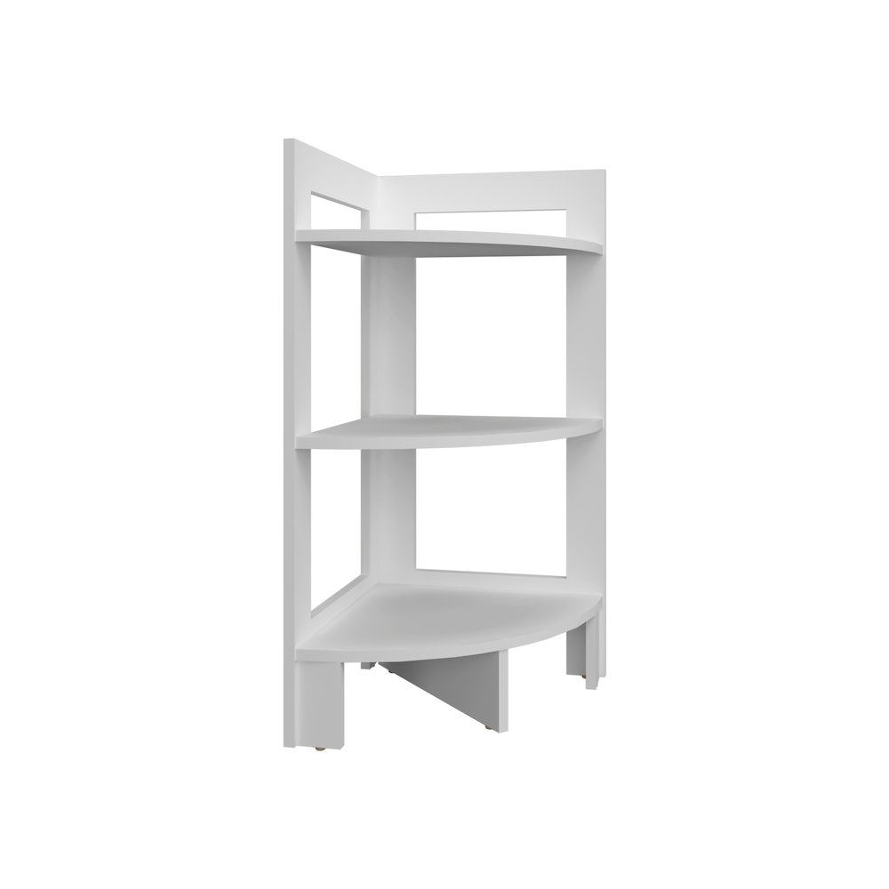Akutan Side Table with 3 Shelves, 3 Legs, White. Picture 1