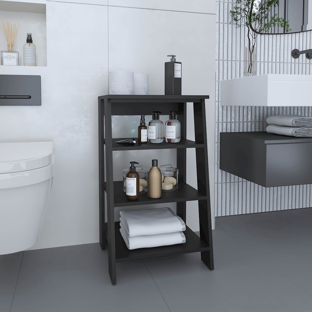 Colyn Linen Cabinet, Four Shelves, Vertical, White. Picture 6