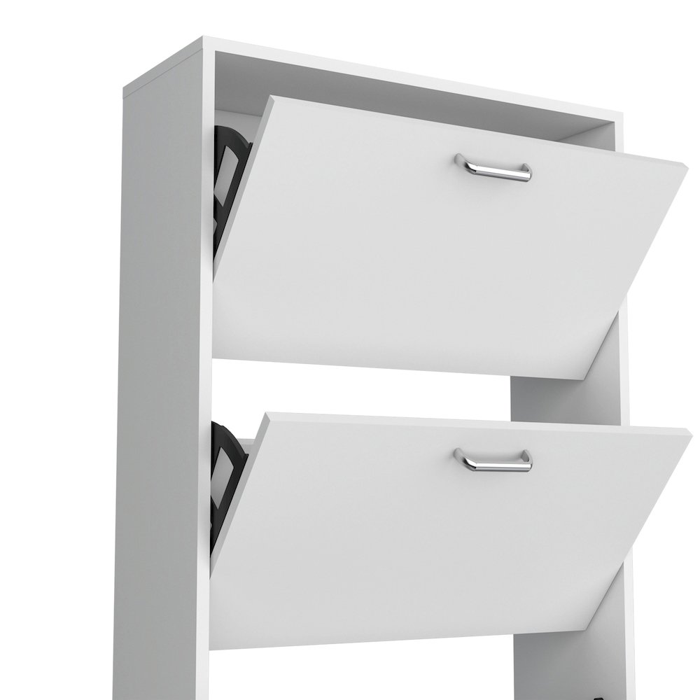 Crocker Shoe Rack, 3 Doors, 3 Shelves, White. Picture 3