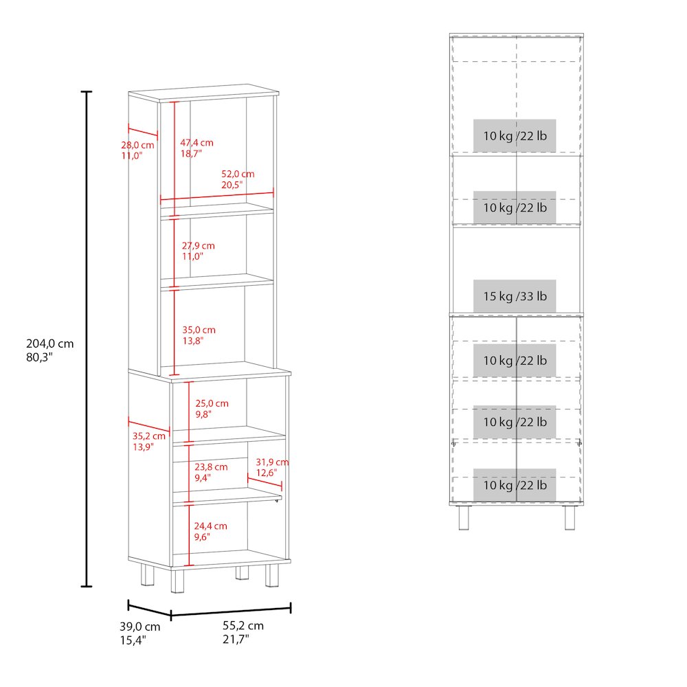 Maeser Kitchen Pantry, 3 Doors, 4 Legs, 5 Shelves, White. Picture 7