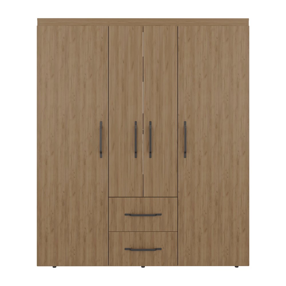 Wardrobe, Deluxe Armoire with Multiple Storage Options, Metal Accents, Oak. Picture 3