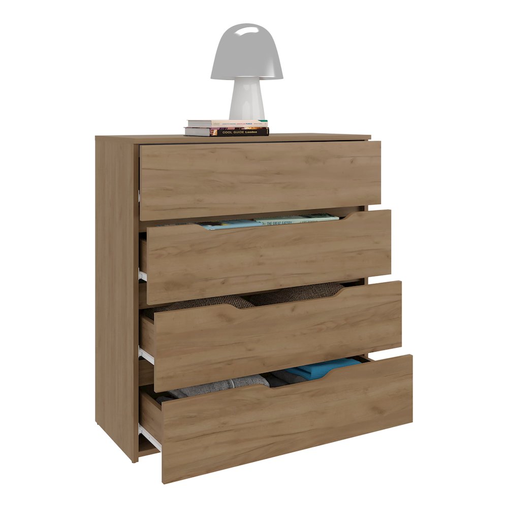 Aralia Drawer Dresser, Four Drawers, Superior Top, Natural Oak. Picture 7