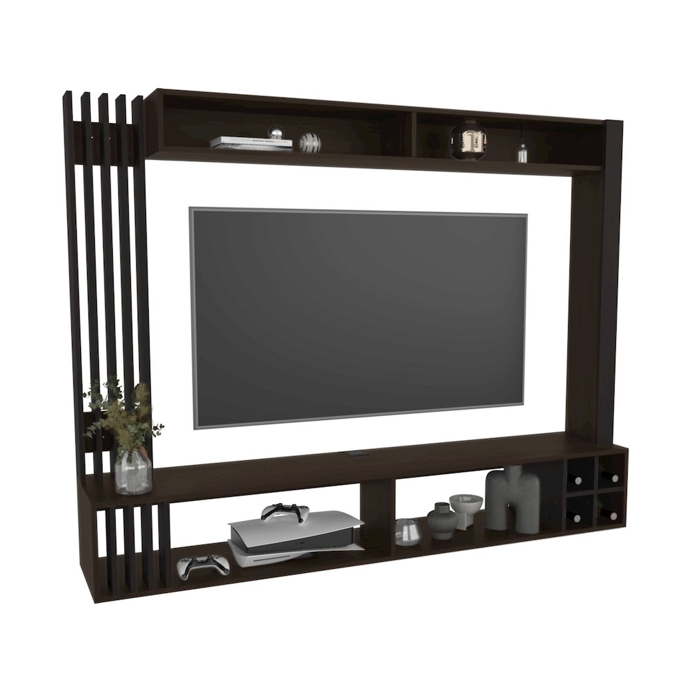 Alto Entertainment Center, 8 Shelves, Dark Walnut/Black Wengue. Picture 3
