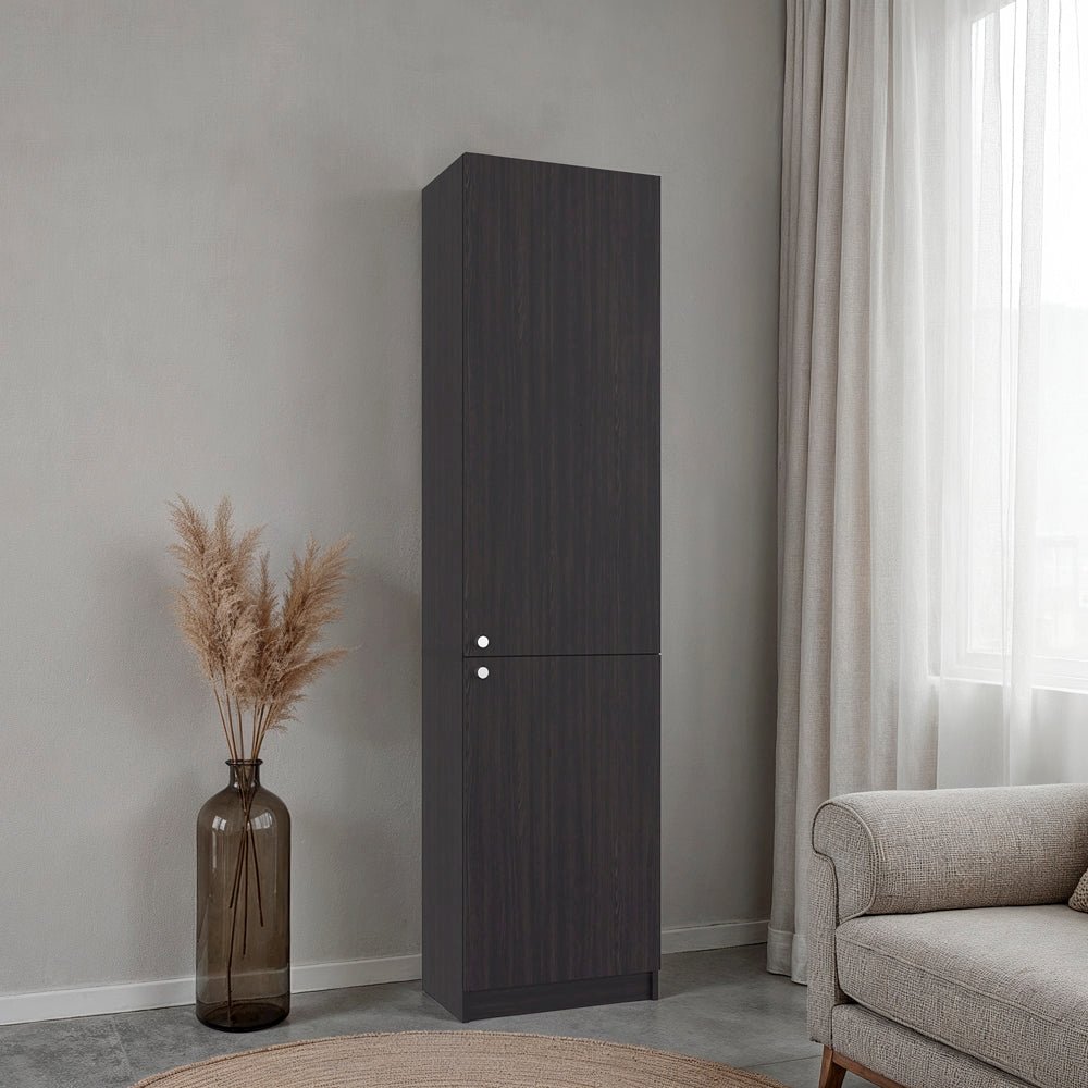 Butte Tall Bookcase 71" H with 2 Doors, Five Interior Shelves, Black Wengue. Picture 1