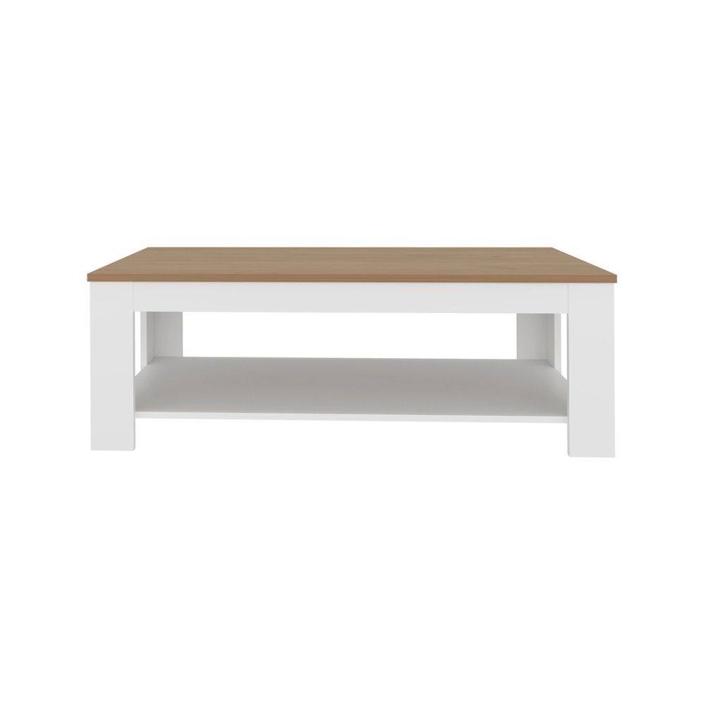 Bowie Coffee Table, 1 Shelf, White / Natural Oak. Picture 5