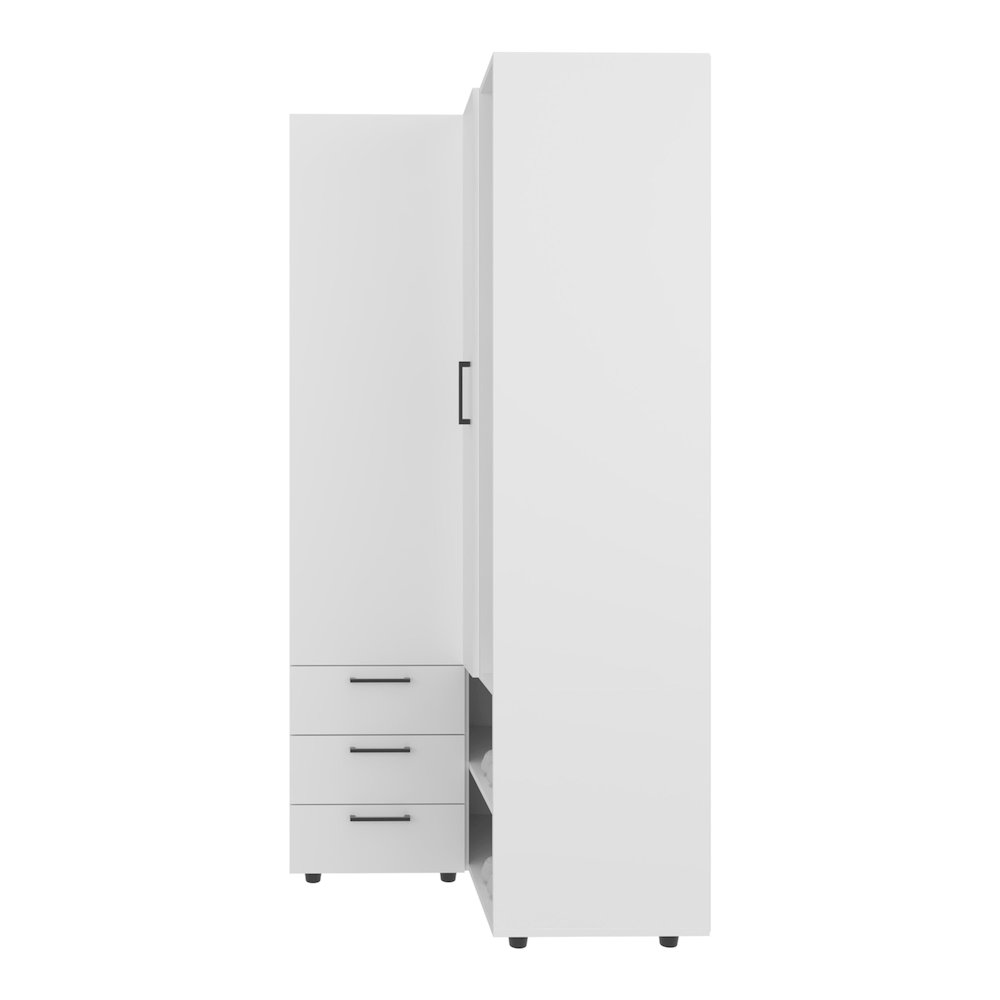 Granger Armoire, 1 Door, 3 Drawers, 7 Shelves, 10 Legs, White. Picture 2