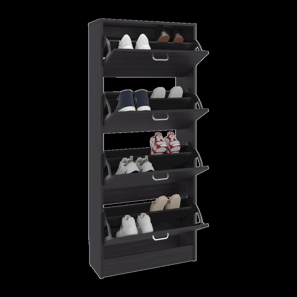Kobuk 4 Door Shoe Rack, 4 Shelves, Black Wengue. Picture 4