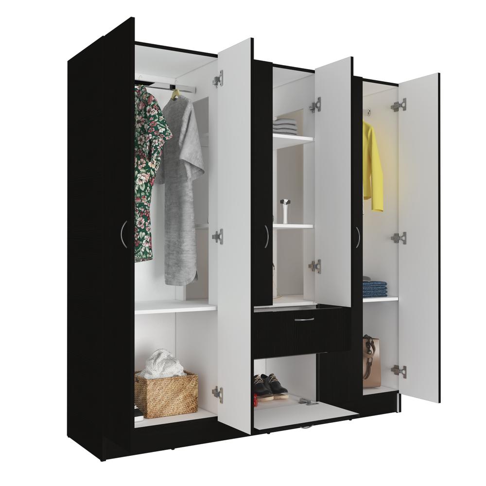 Kibo 6 Doors Armoire - Black/White. Picture 3