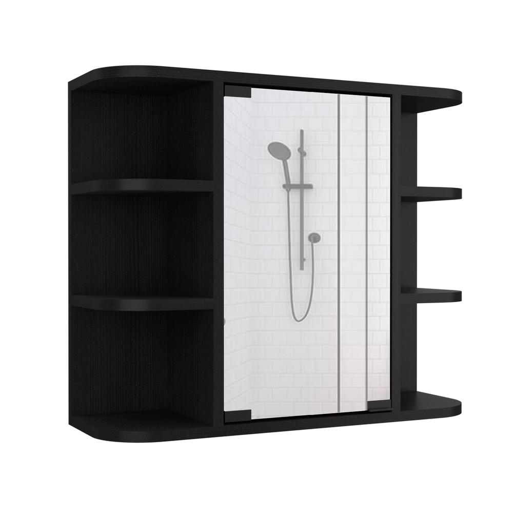 Roma Mirrored Medicine Cabinet Black Wengue. Picture 1