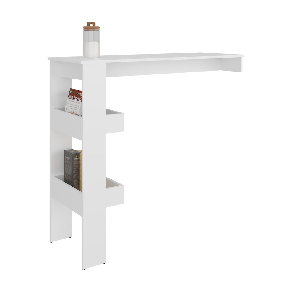 Barling Bar Table, 2 Shelves, White. Picture 4
