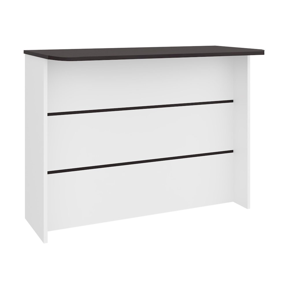 Gravette Kitchen Island, 3 Shelves, White / Black Wengue. Picture 1
