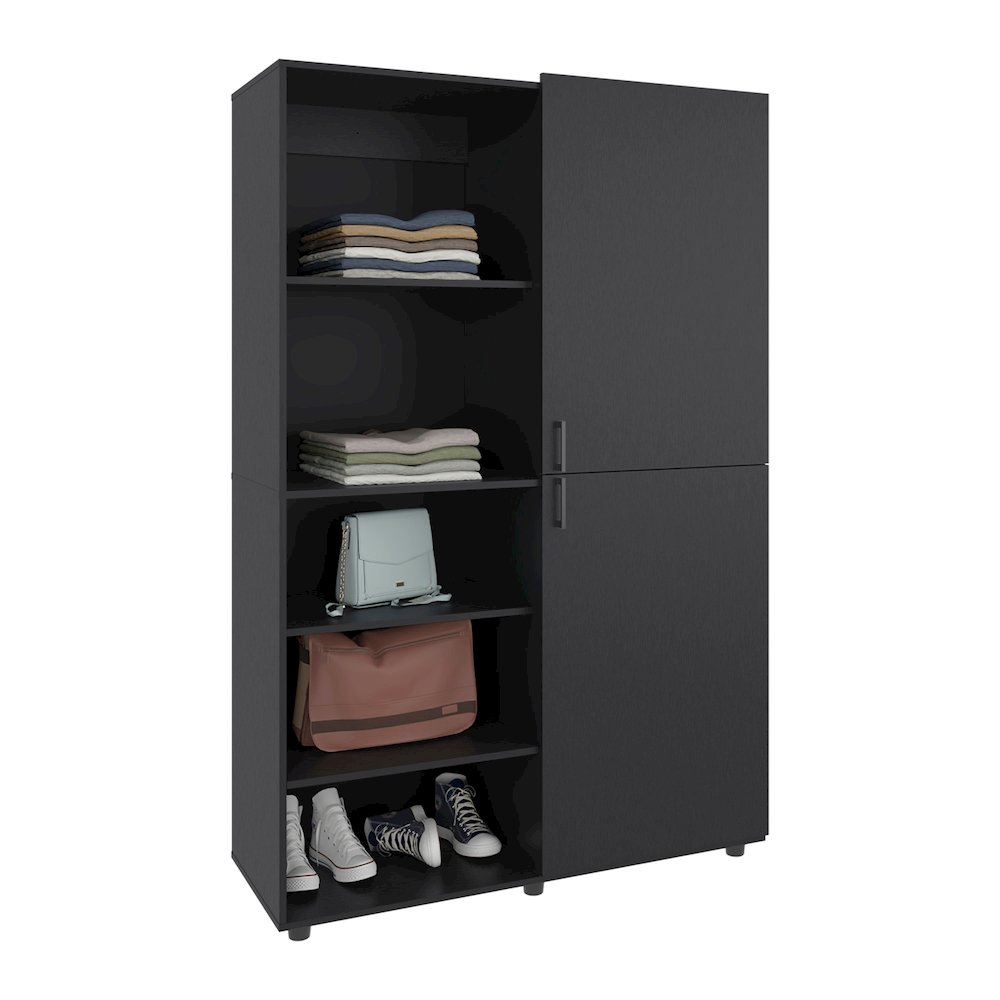 Brewster Wardrobe, 2 Doors, 6 Legs, 7 Shelves, Black Wengue. Picture 2