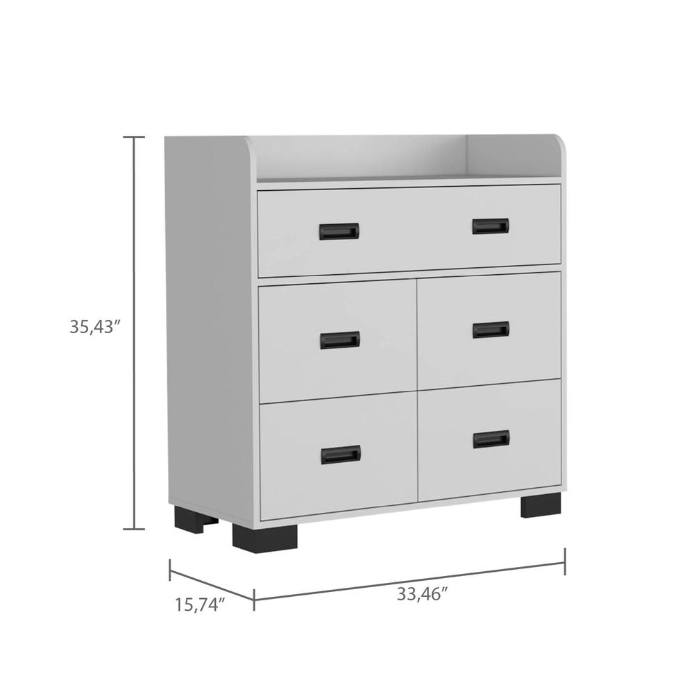 DEPOT E-SHOP Neptune Dresser, One Ample Drawer, Four Drawers, Four Legs, Countertop, White, For Bedroom. Picture 3