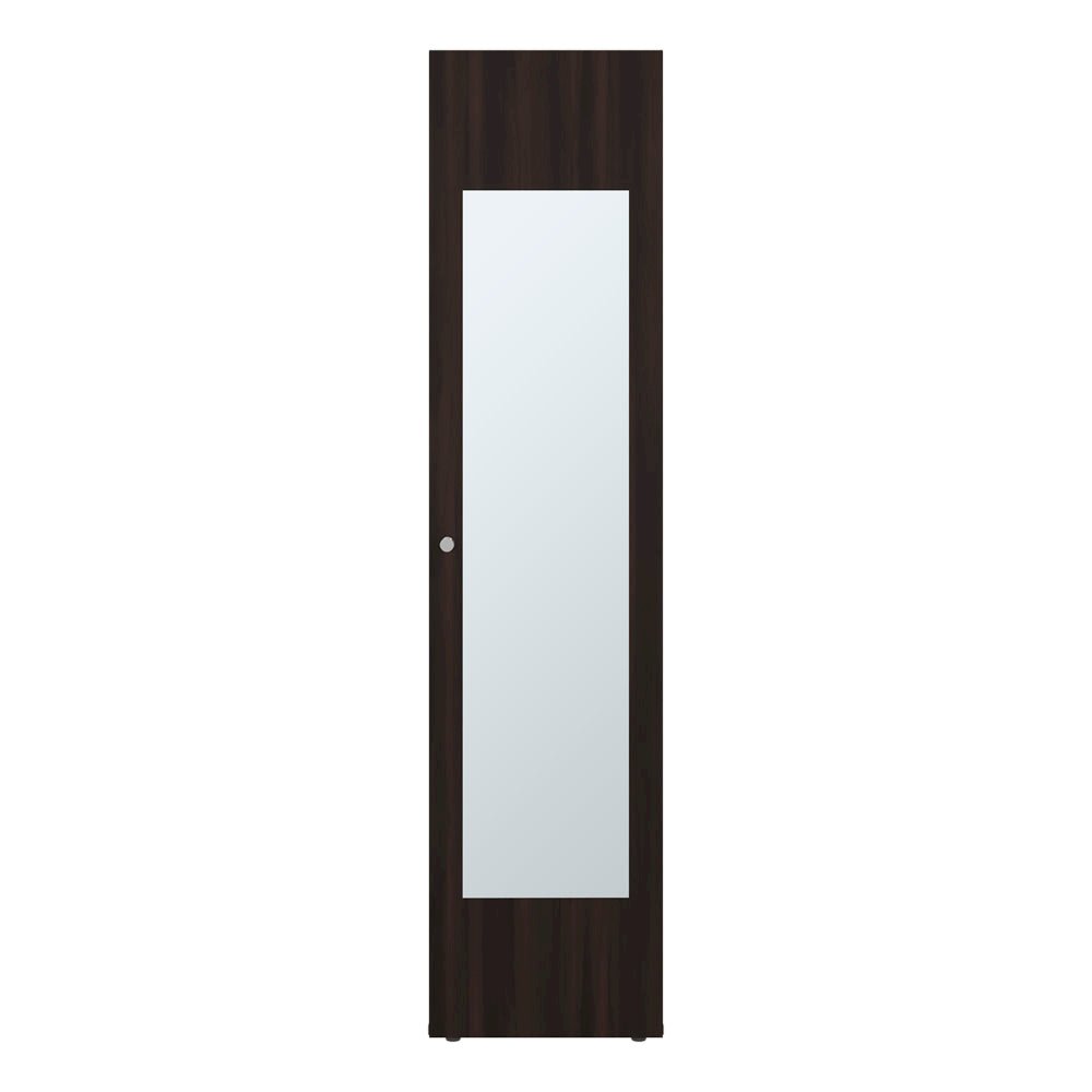 1 Door Wardrobe 67" H with Mirror and Vertical Storage Design, Dark Walnut. Picture 3