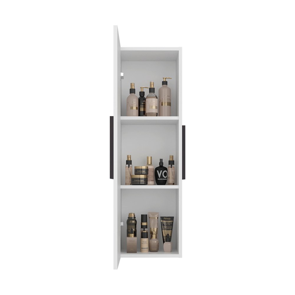 Elliott Medicine 38"H Single Door Cabinet, Three Shelves, White. Picture 4