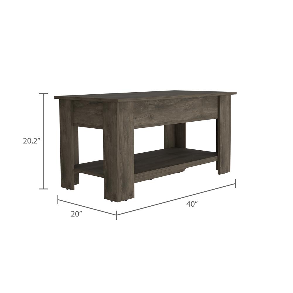 DEPOT E-SHOP Saturn Storage Table, One Flexible Table Shelf, Four Legs, Low Shelf, Internal Storage-Dark Brown, For Bedroom. Picture 3
