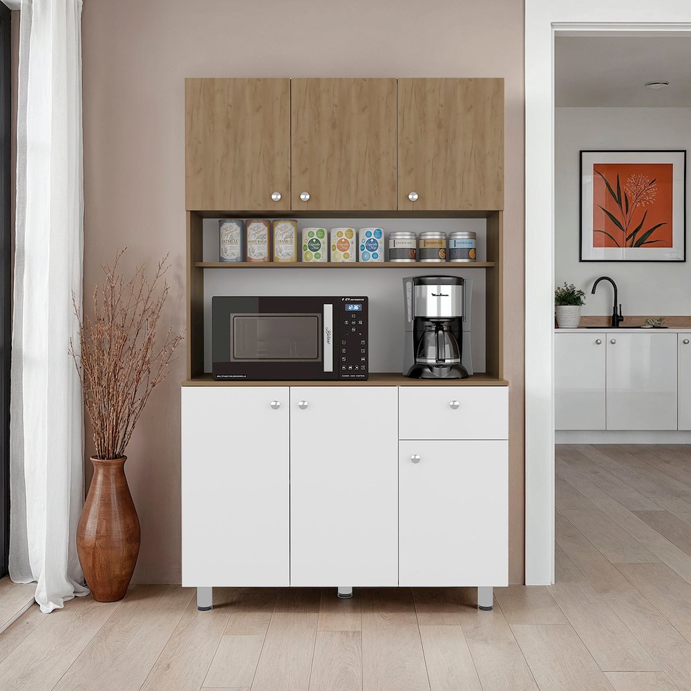Pantry Cabinet with Ample Storage, Spacious Shelves, 6 Doors-1 Drawer. Picture 1