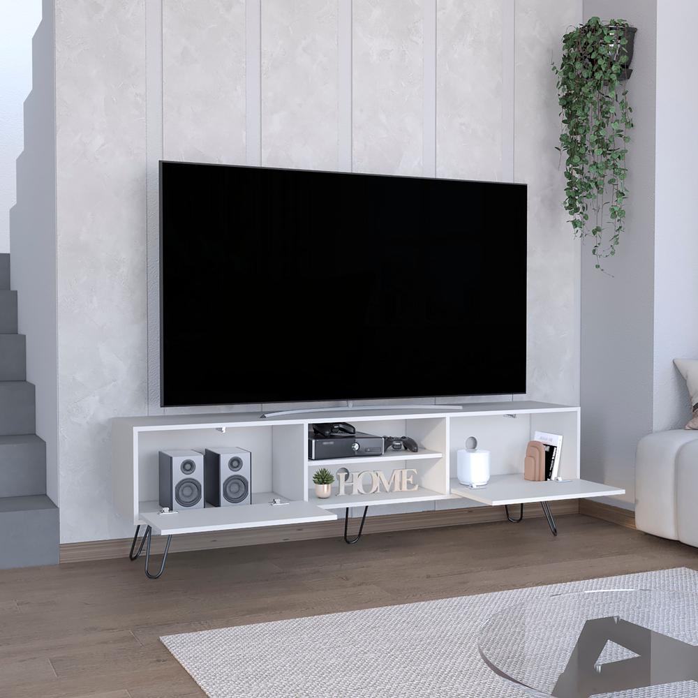 Waco TV Rack, Hairpin Stand with Spacious Storage and Cable Management Holes. Picture 6