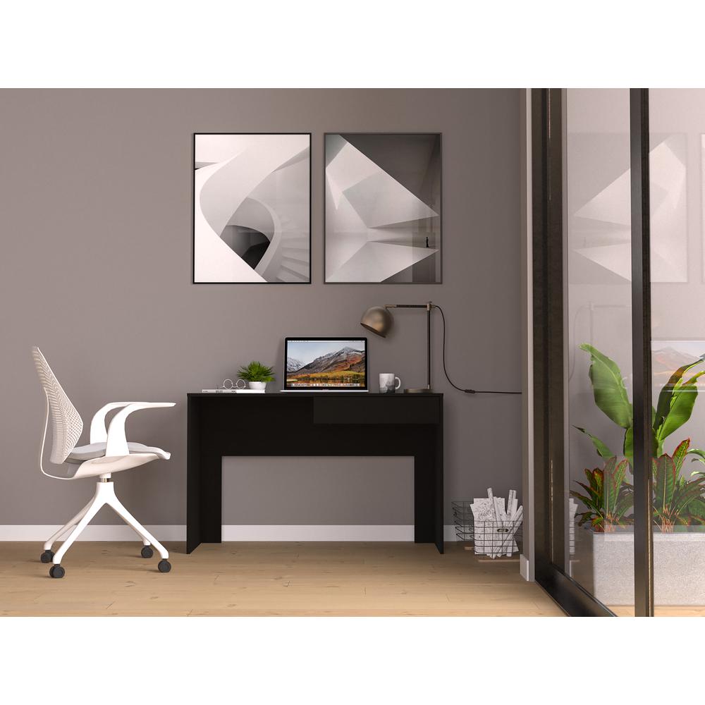 Acanto 1 Drawer Computer Desk Black Wengue. Picture 7