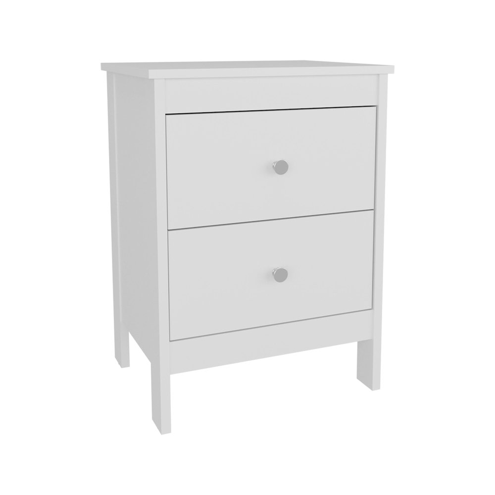 Norge Nightstand, 2 Drawers, White. Picture 4