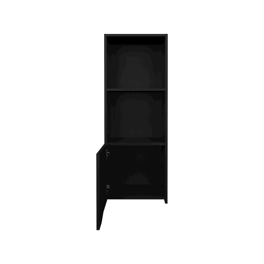Salem Wall Cabinet with 1 Door and 3 Shelves, Black. Picture 2