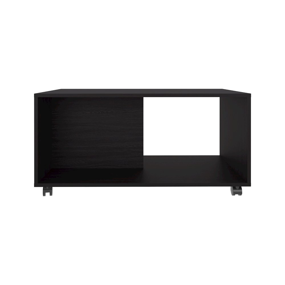 Denton Coffee Table, 4 Wheels, 1 Shelf, Black. Picture 3