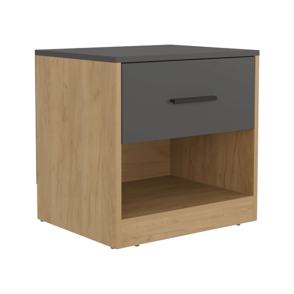 Palmyra Nightstand, 1 Drawer, 1 Shelf, Natural Oak / Matt Gray. Picture 1