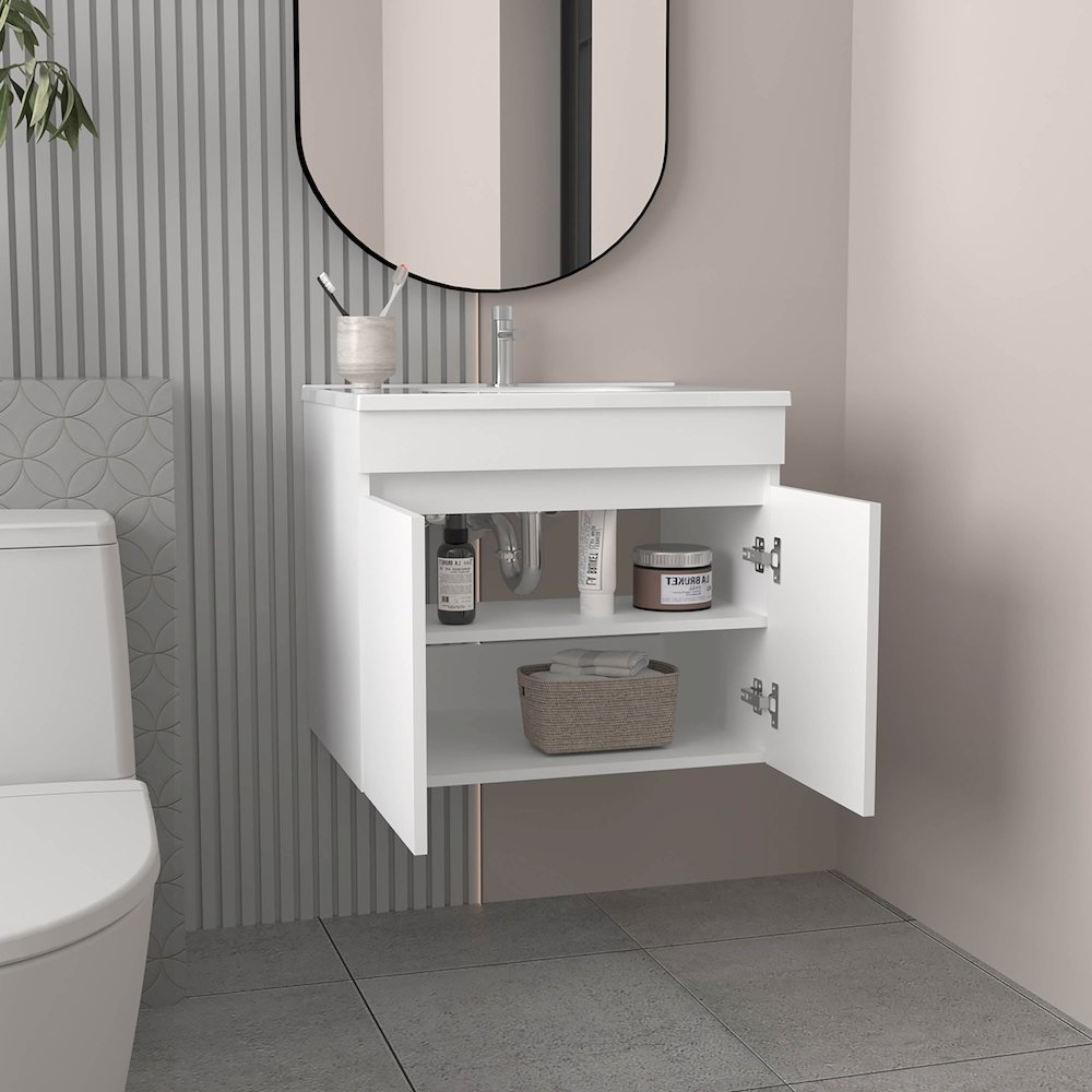 Tarentum Bathroom Vanity, 2 Doors, 2 Shelves, White. Picture 5