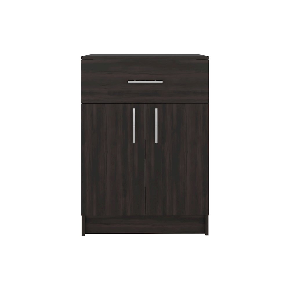 Pantry Cabinet 33" H with Top Drawer, Double Doors, Interior Shelves, Walnut. Picture 3
