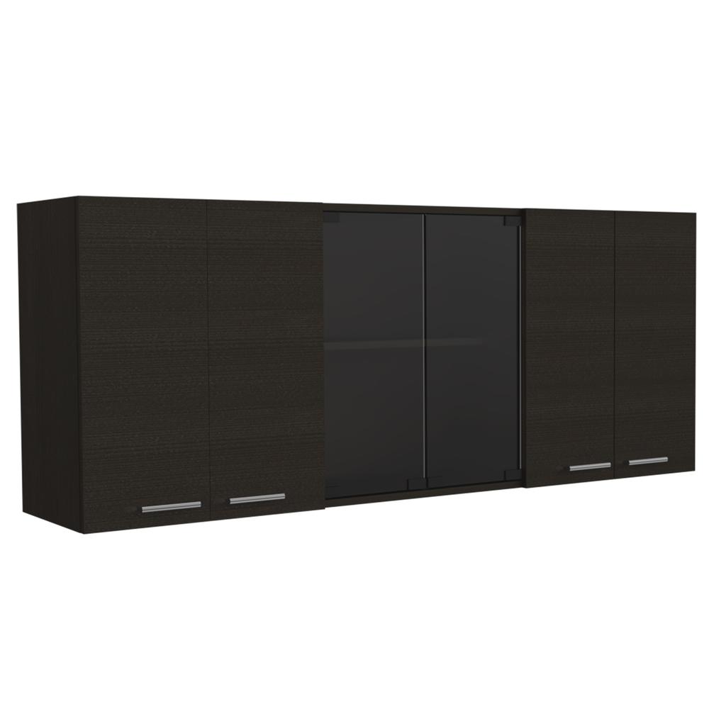 Olimpo 150 Wall Cabinet With Glass In Black. Picture 1