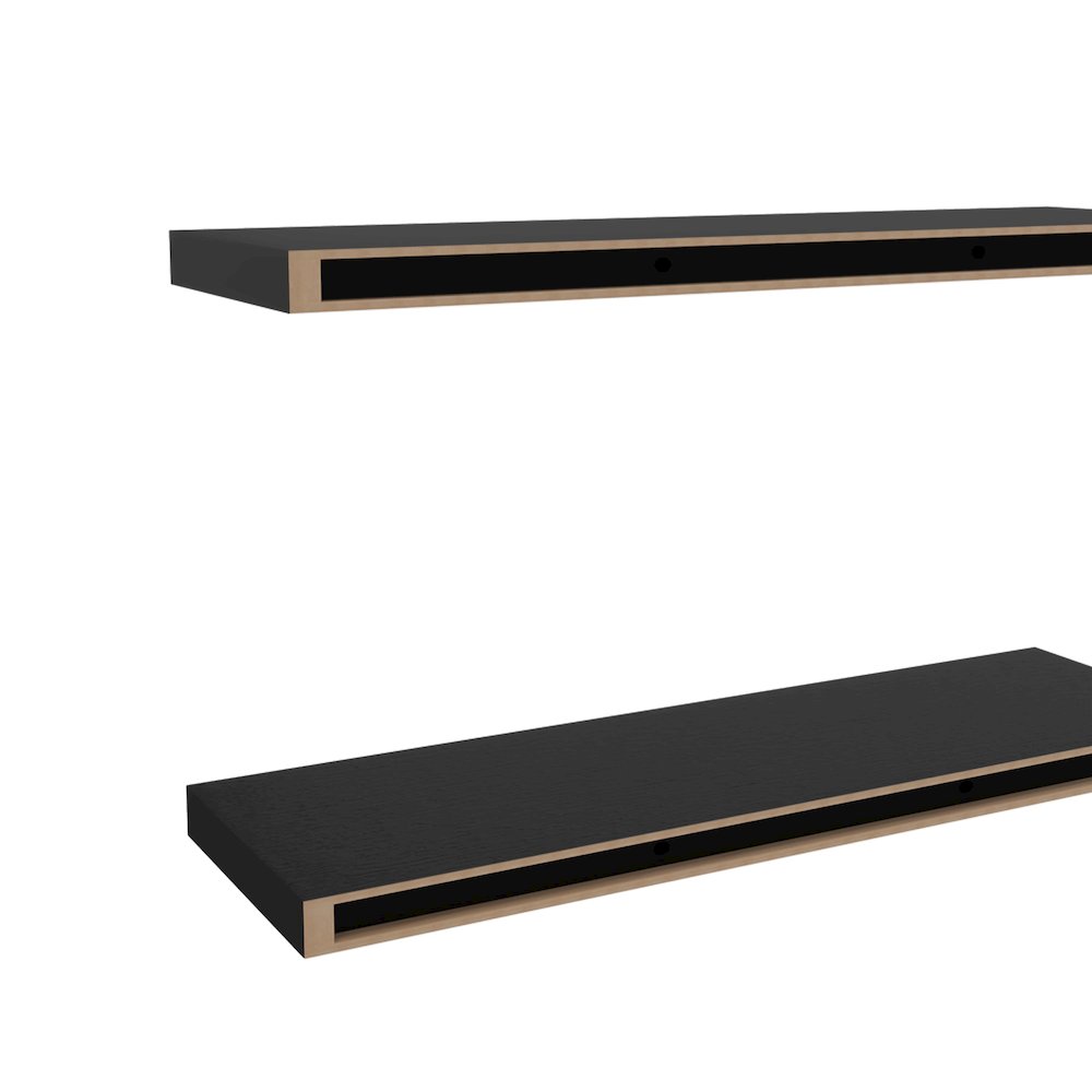 Belville Floating Shelves, 2 Shelves, 1.50" H, Black Wengue. Picture 1