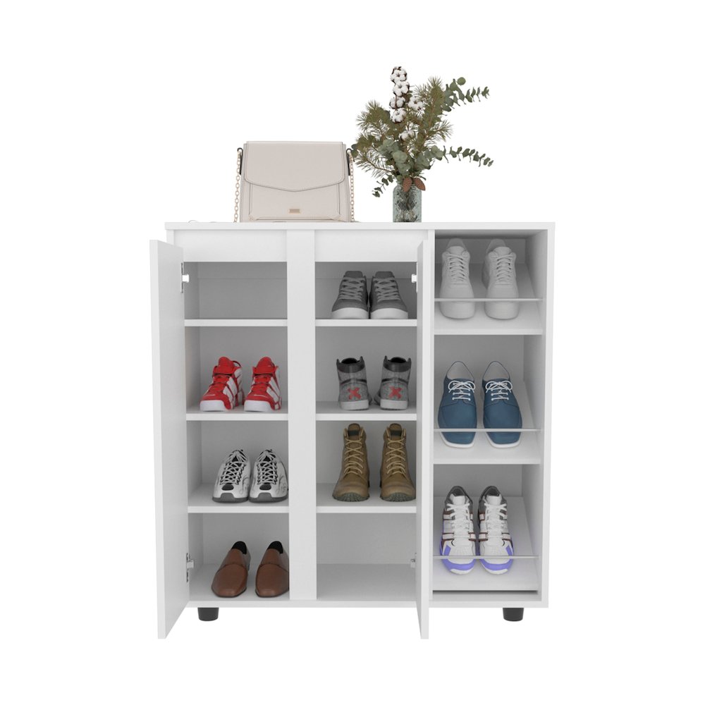Flippin Shoe Rack, 2 Doors, 7 Shelves, White. Picture 3
