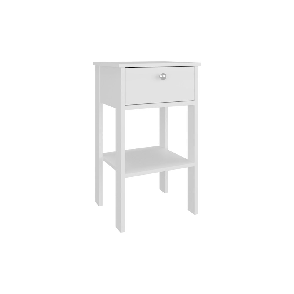 McRae Nightstand, 1 Drawer, 1 Shelf, 4 Legs, White. Picture 1
