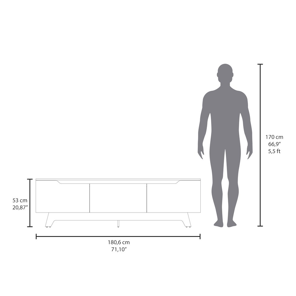 Curlew TV Stand, 2 Doors, 1 Drawer, White / Natural Oak. Picture 8