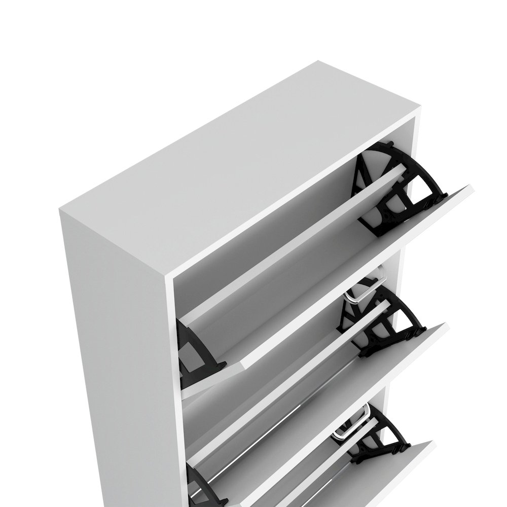 Crocker Shoe Rack, 3 Doors, 3 Shelves, White. Picture 2