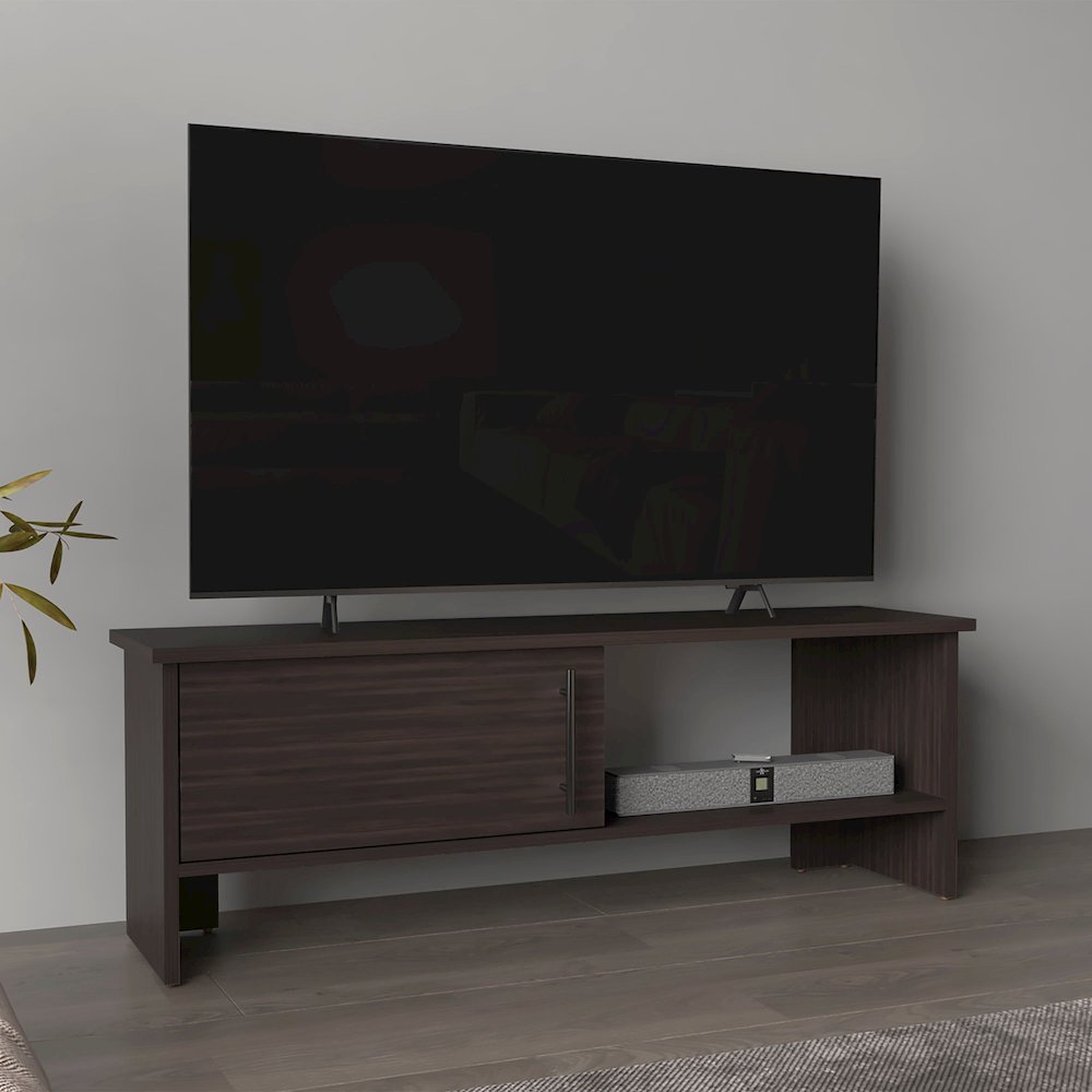 Trenton TV Stand, 1 Door, 1 Shelf, Dark Oak. Picture 4