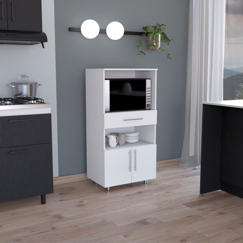 Wales Kitchen Pantry with 2 shelves and 2 doors, White -Kitchen. Picture 5