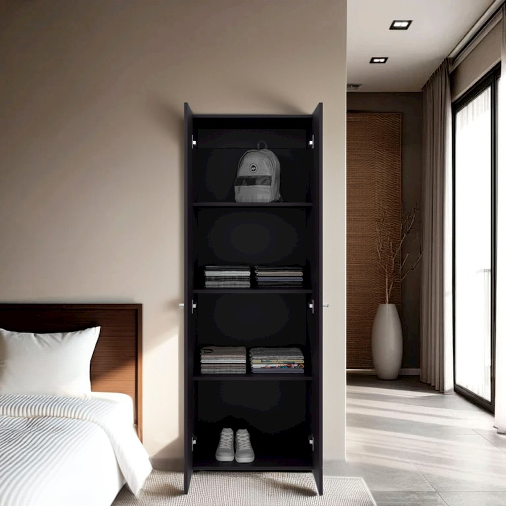 Ghent Armoire, 2 Doors, 4 Shelves, Black Wengue. Picture 5
