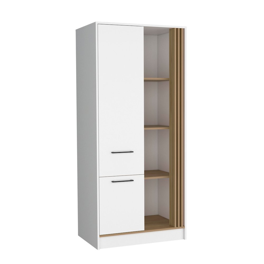 Ferndale Armoire, 1 Door, 1 Drawer, 5 Shelves, White/Natural Oak. Picture 7