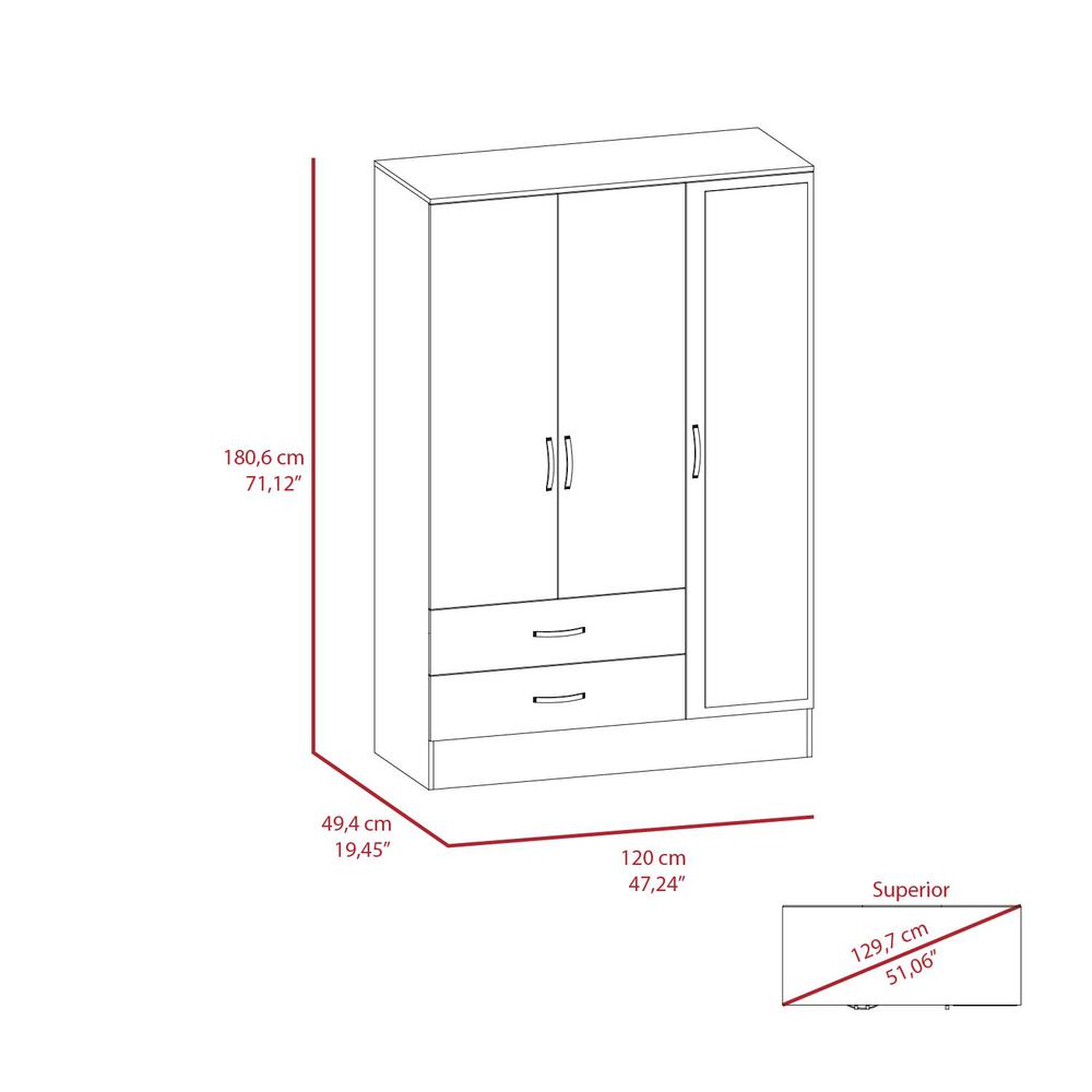 Gangi 120 Mirroed Armoire - Black+Light Grey. Picture 8