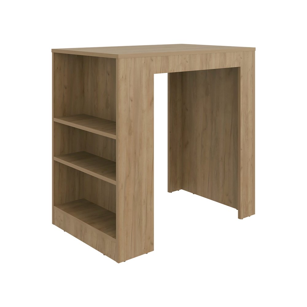 Lacour Kitchen Island, Kitchen Bar Table with 3-Side Shelves, Natural Oak. Picture 5