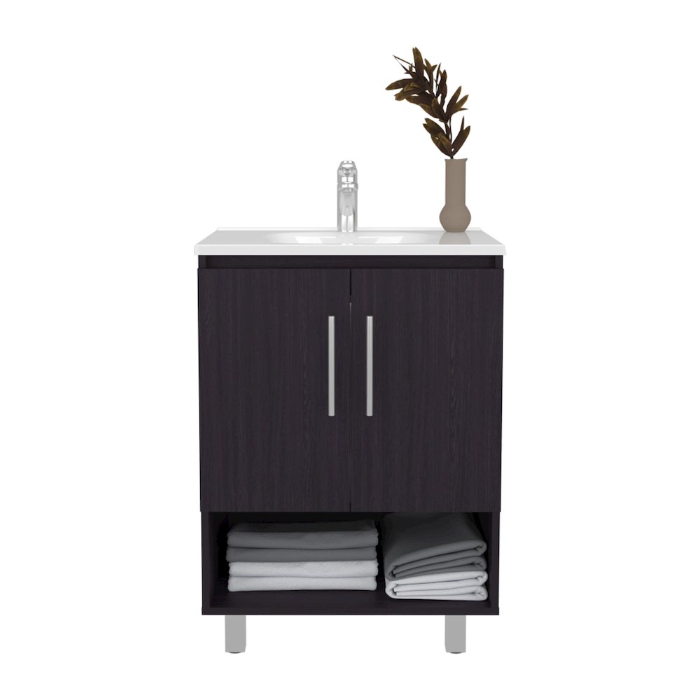 Azure Bathroom Vanity, 2 Doors, 2 shelves, Black Wengue. Picture 2