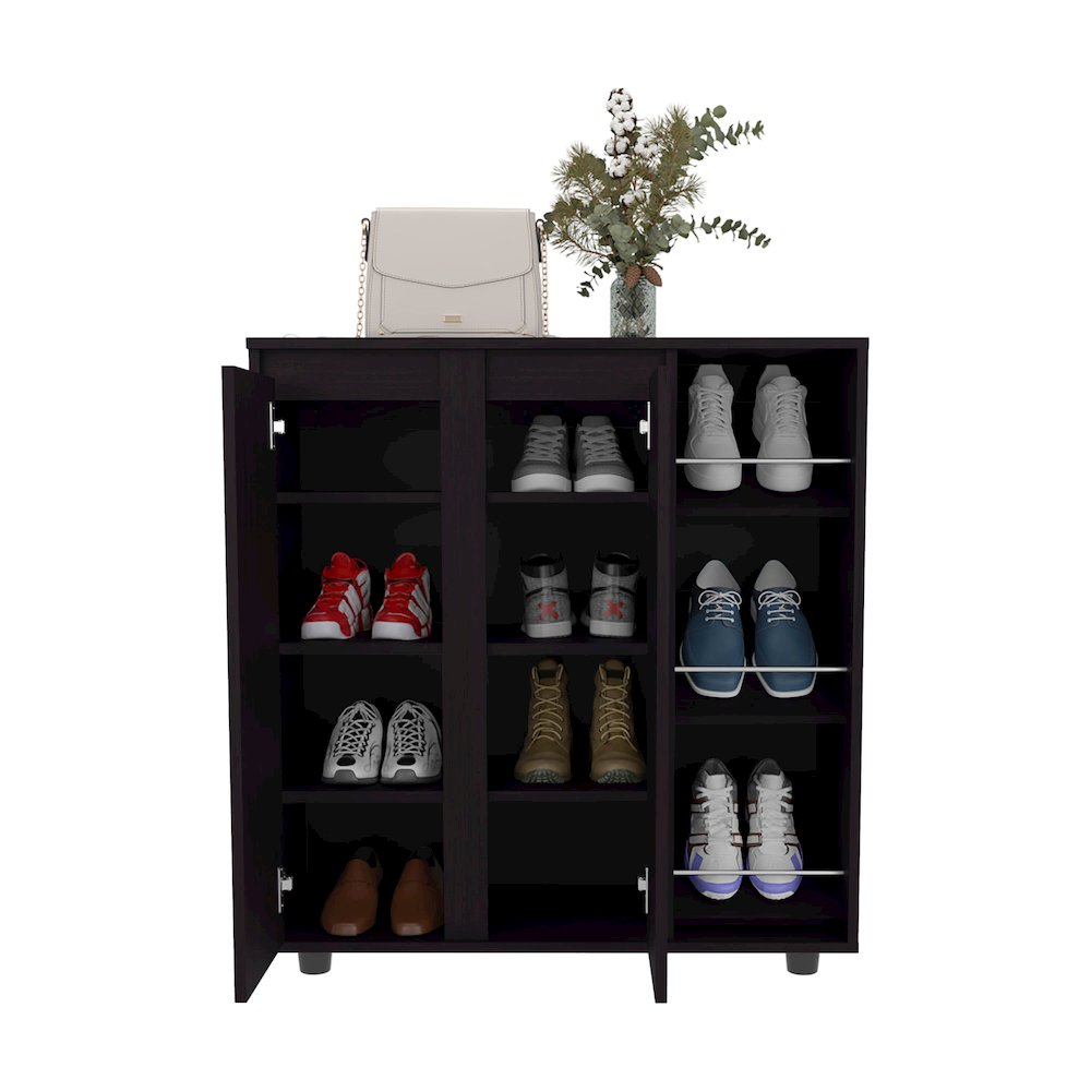 Flippin Shoe Rack, 2 Doors, 7 Shelves, Black Wengue. Picture 3
