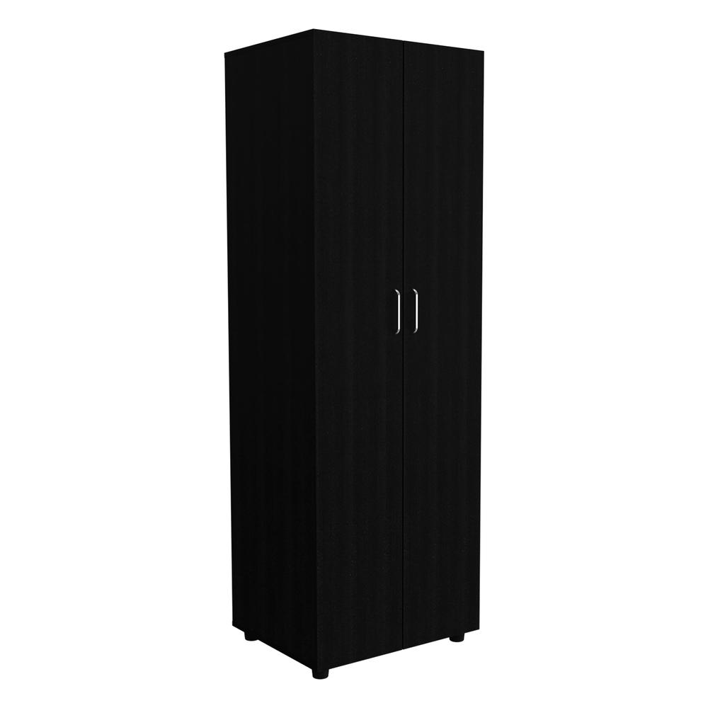 Teller 2 Piece Bedroom Set, London Armoire + Baltimore Shoe Rack, Black. Picture 2