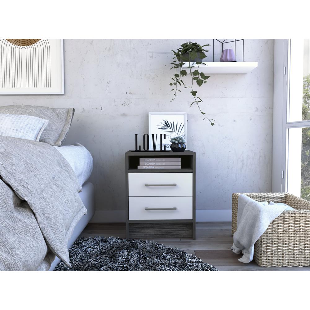 Leyva Nightstand - Smoky Oak/White. Picture 5