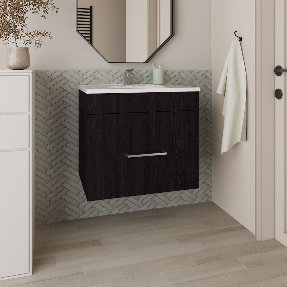 Wixom Bathroom Vanity, 1 Drawer, Black Wengue. Picture 7