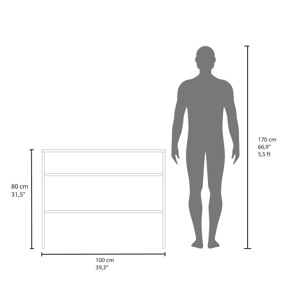 Saxman Library Desk with 2 Shelves and 2 Legs, Black. Picture 3