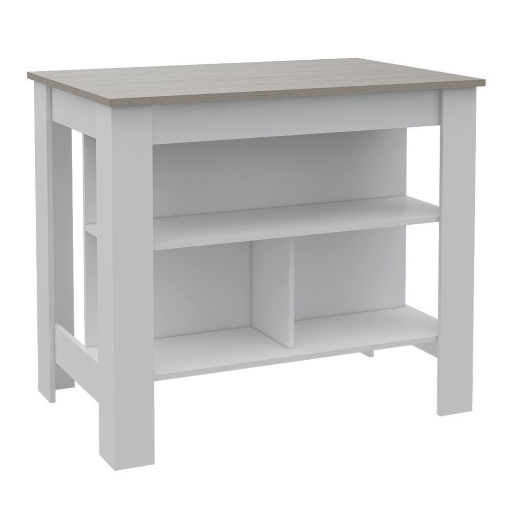 Antibacterial Delos Kitchen Island White-Light Grey. Picture 1