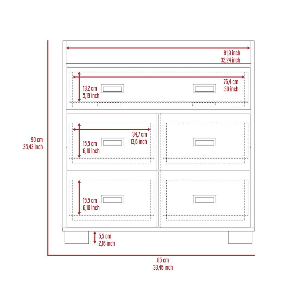 DEPOT E-SHOP Neptune Dresser, One Ample Drawer, Four Drawers, Four Legs, Countertop, White, For Bedroom. Picture 4